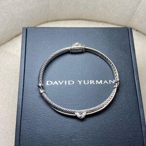 David Yurman Diamond X Cable Crossover Bracelet Medium